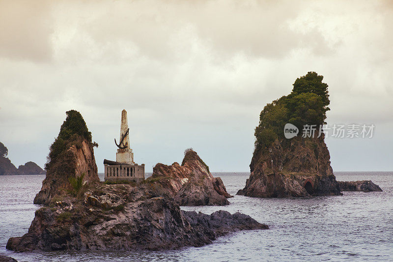 加利西亚海岸，科瓦斯海滩，islets, Viveiro, Lugo，西班牙。